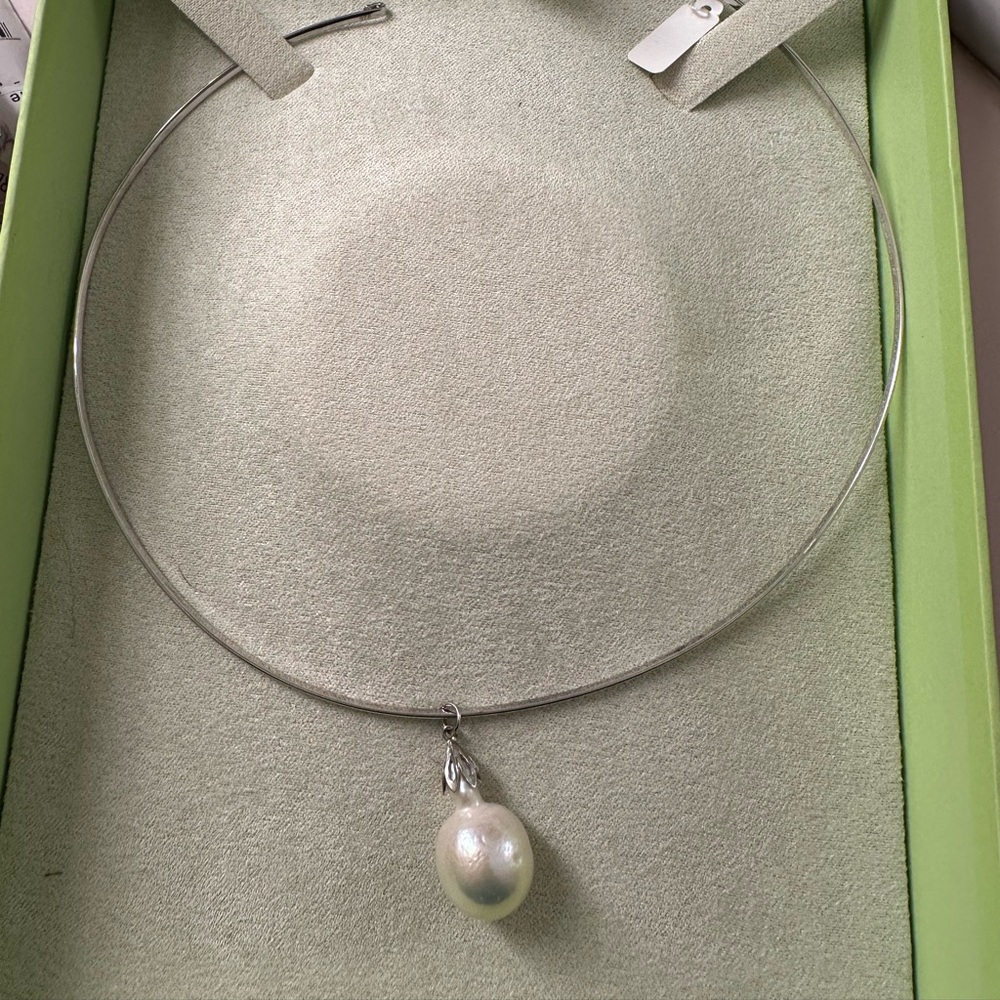 Pearl Drop Sterling Silver Necklace NWOT